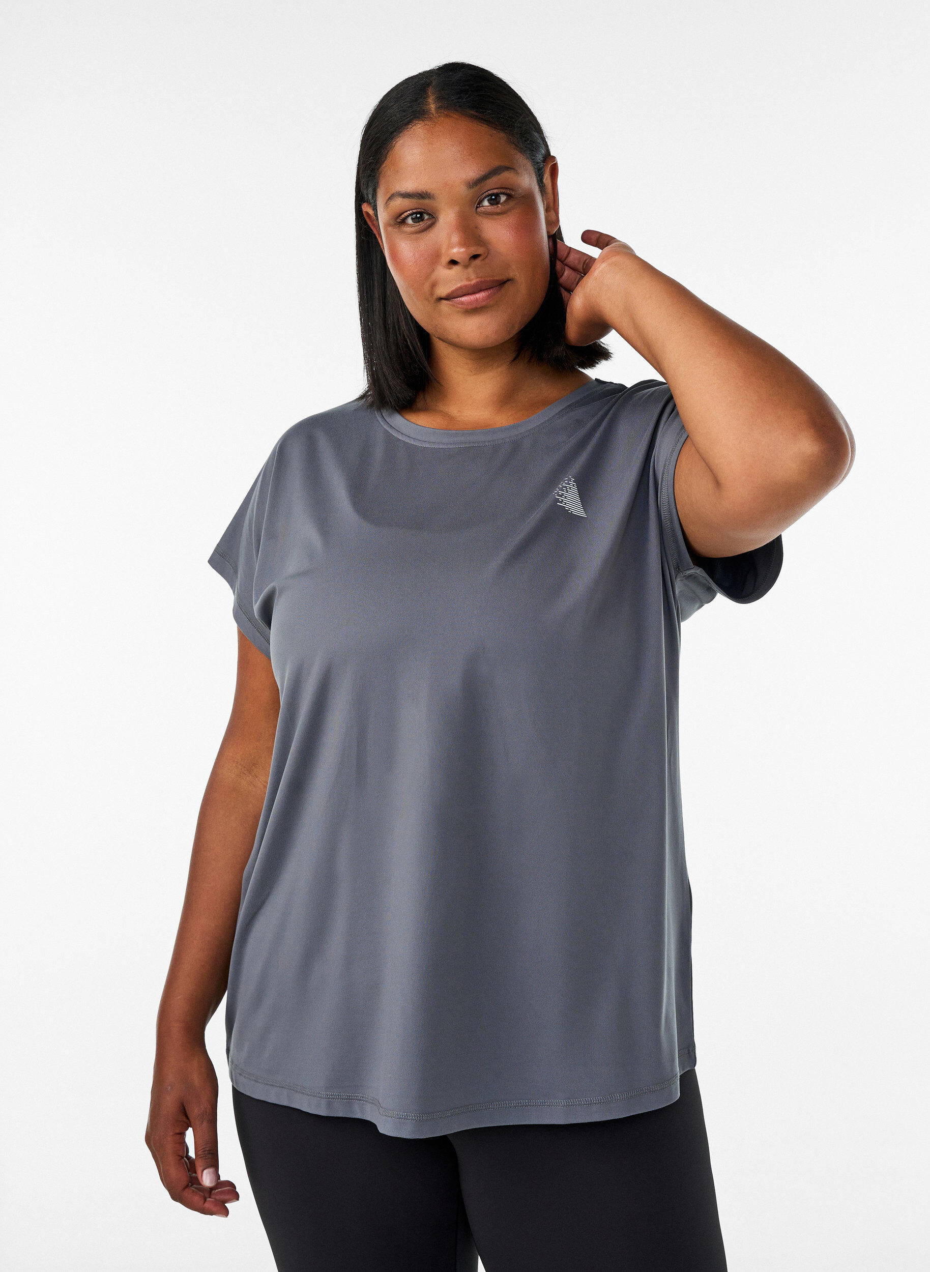 T-shirt de sport couleur unie, Gris, Model