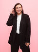 Blazer jacquard ton sur ton en viscose, Black, Model image number 0