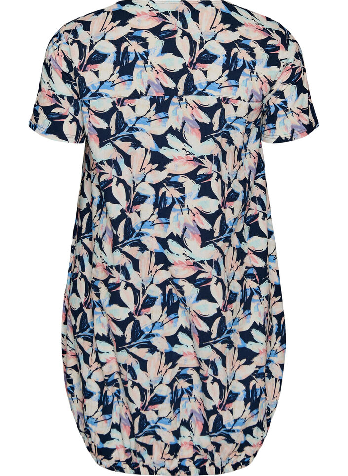 Robe en coton &agrave; manches courtes avec imprim&eacute;, Bleu, Packshot image number 1