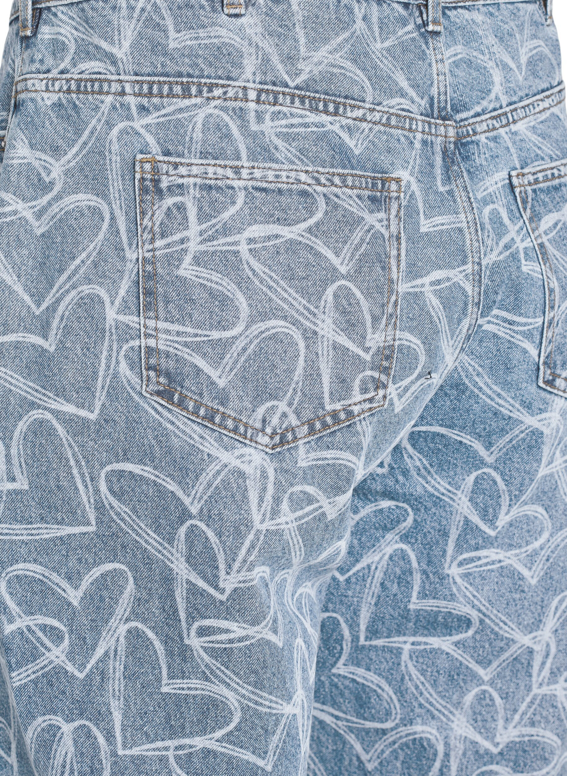 Zizzi Jeans Mille coupe Mom avec broderies, Bleu Clair, Packshot image number 3