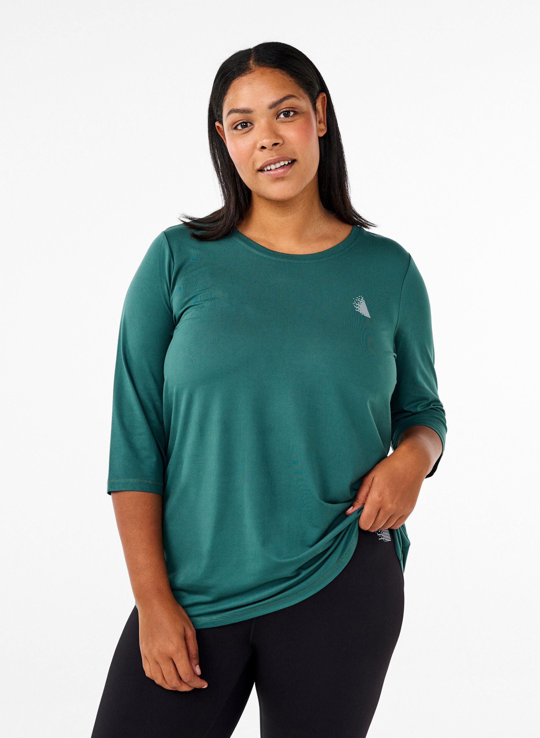 ZizziHaut de sport avec manches 3/4, Vert fonc&eacute;, Model image number 0
