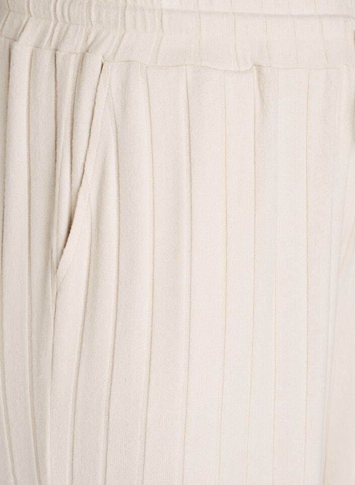 Pantalon de d&eacute;tente en jersey c&ocirc;tel&eacute; taille haute, Beige, Packshot image number 2