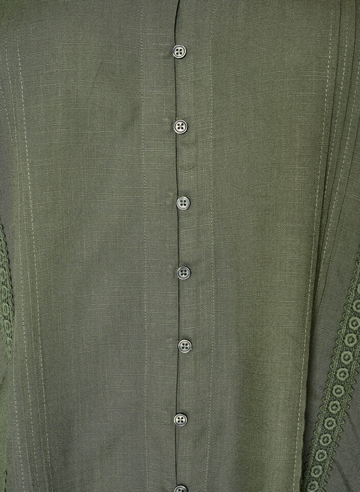Blouse en viscose avec bordure crochet et boutons, Vert, Packshot image number 2