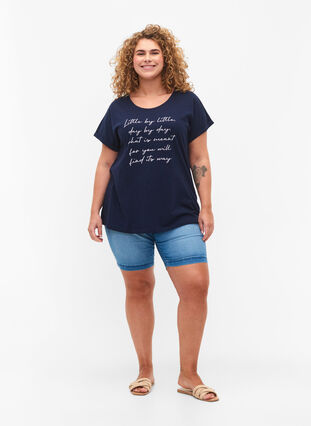 T-shirt imprimé en coton biologique, Navy Blazer, Model image number 2