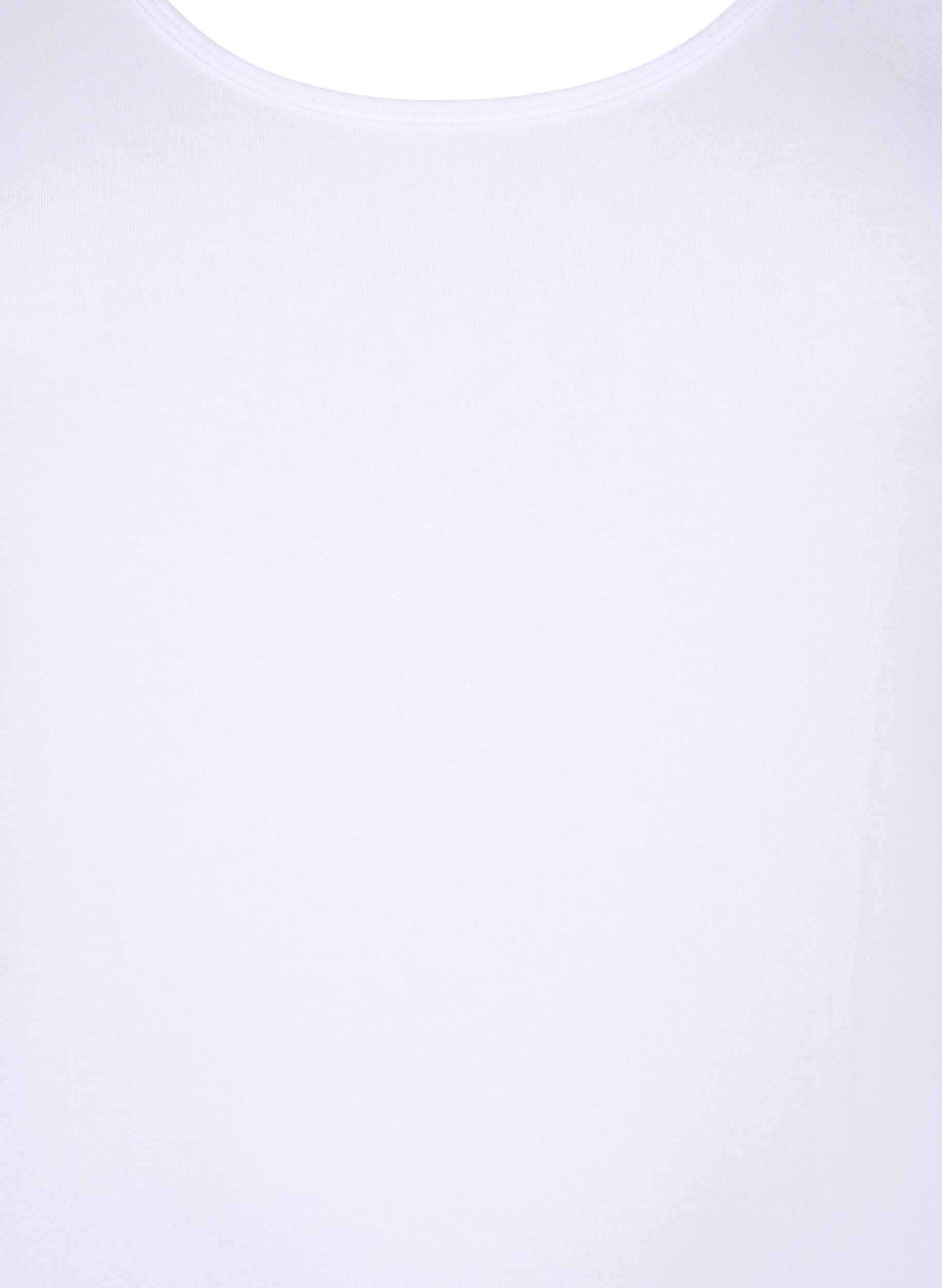 Zizzi Haut basic uni en coton, Blanc, Packshot image number 2