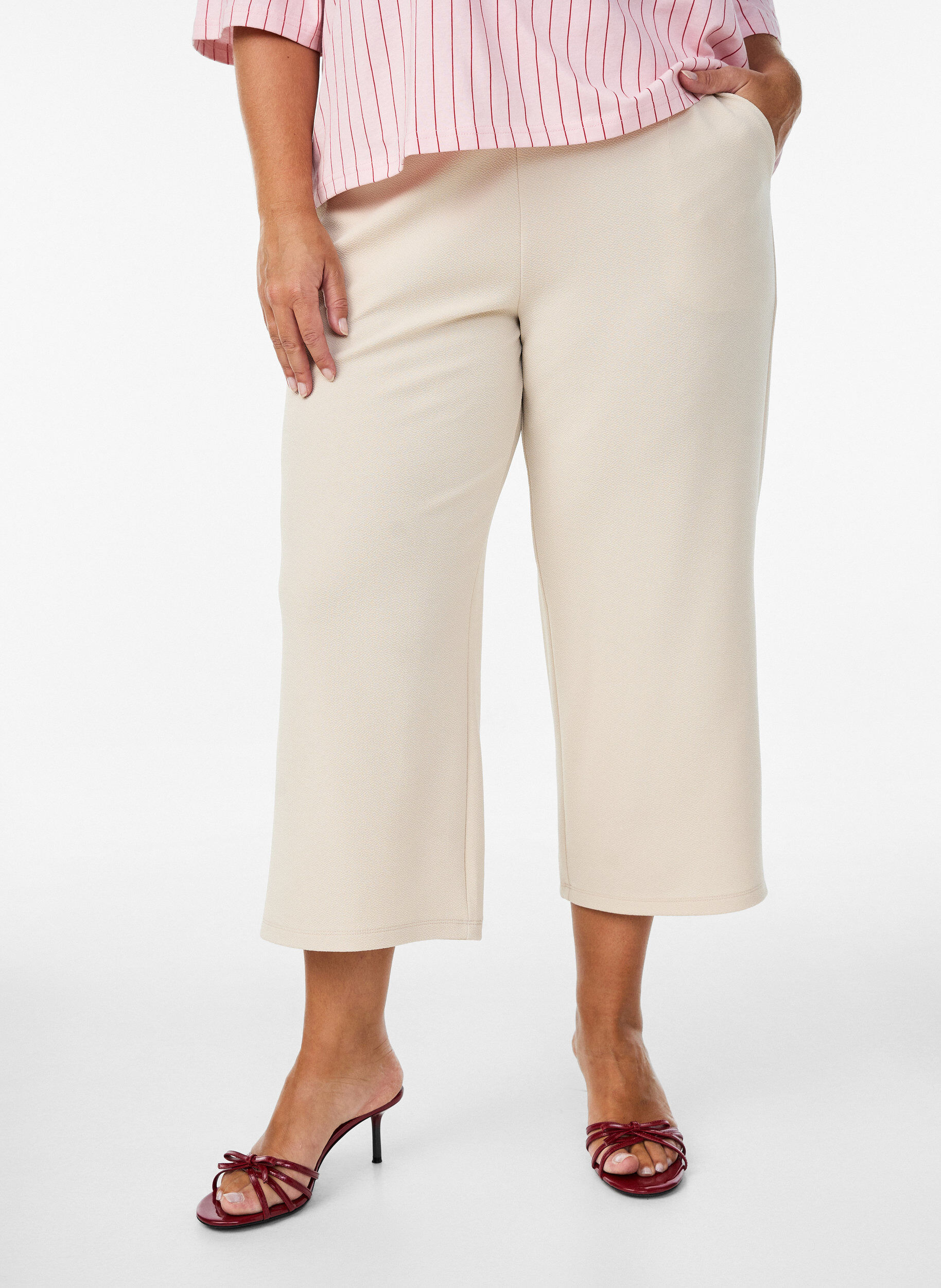 ZizziPantalon ample avec longueur 7/8, Beige, Model image number 2
