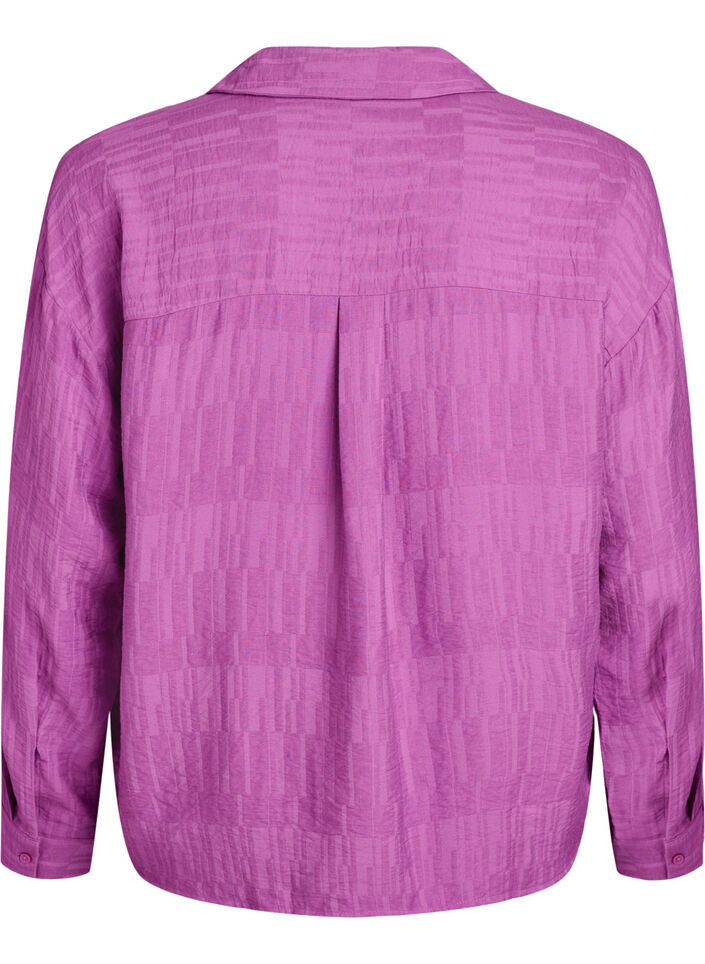 Chemise ample avec texture et col en V, Violet, Packshot image number 1