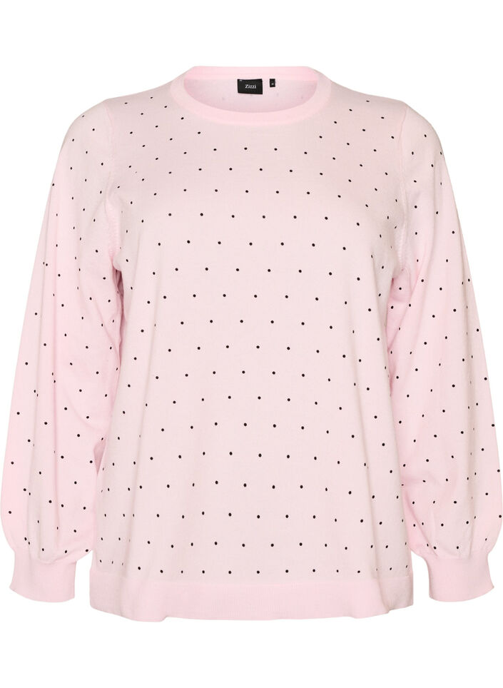 Blouse en maille &agrave; petits pois, Rose, Packshot image number 0