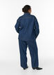 Jean large avec ceinture &agrave; nouer et taille haute, Bleu, Model image number 1