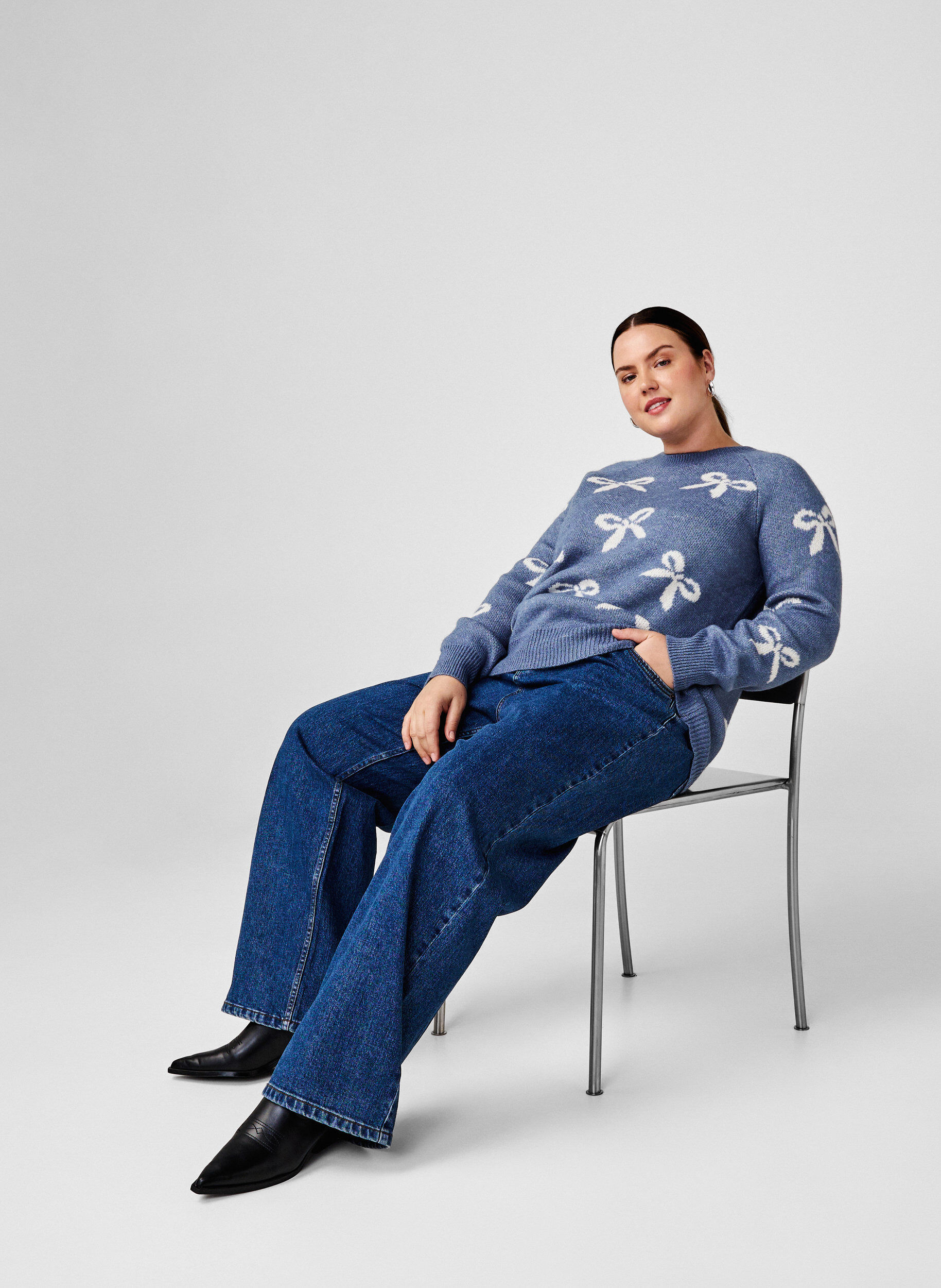 Zizzi Chemisier en tricot avec des n&oelig;uds, Bering S. Birch Comb, Image image number 0