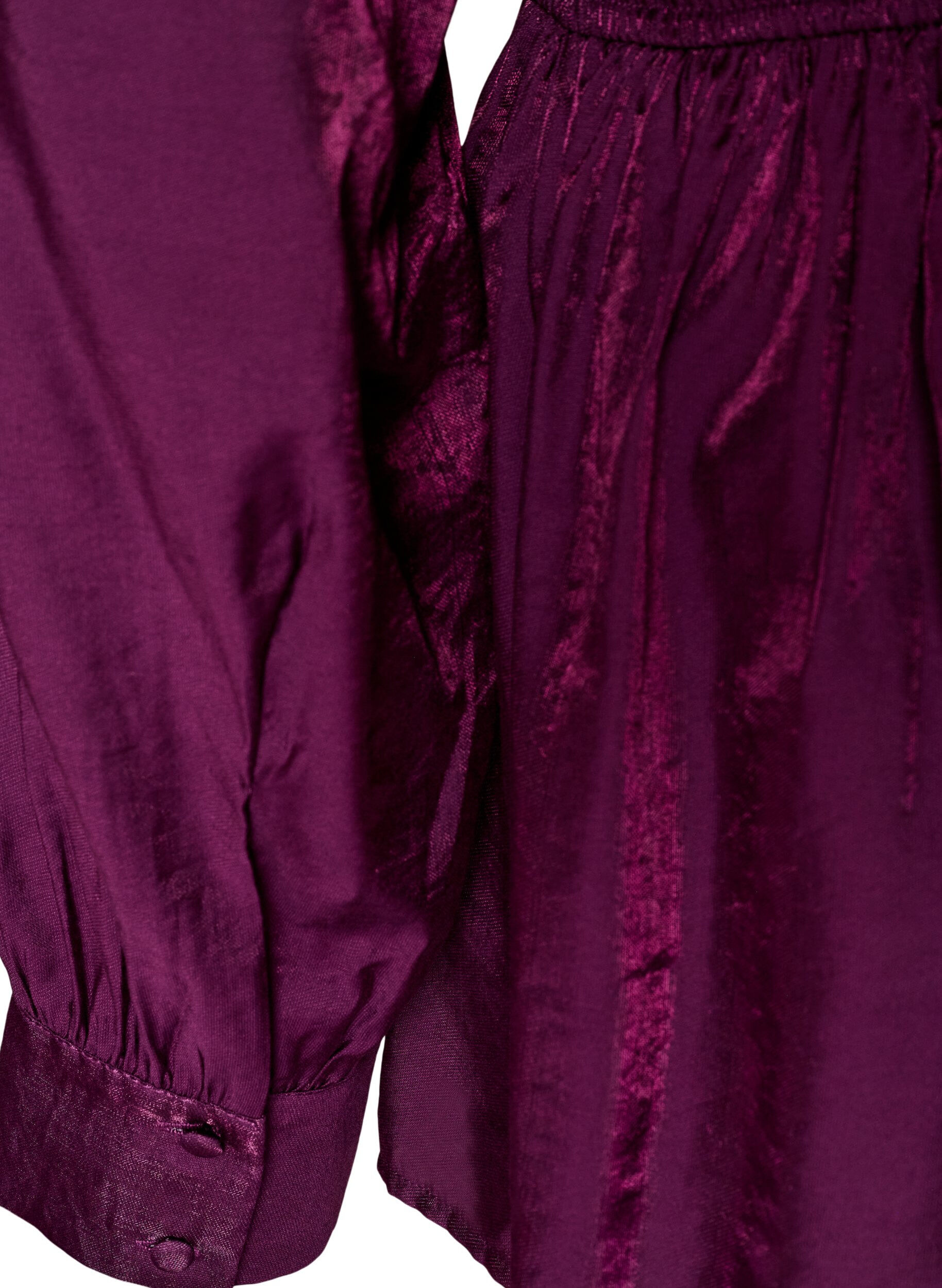 ZizziBlouse brillante en viscose &agrave; effet p&eacute;plum, Violet, Packshot image number 3