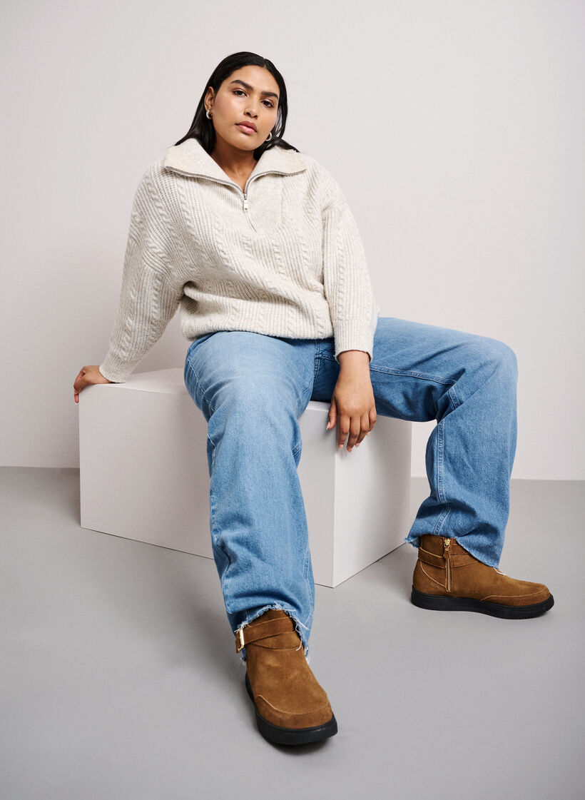 Bottines coupe large en daim, Tobacco Brown, Image image number 0