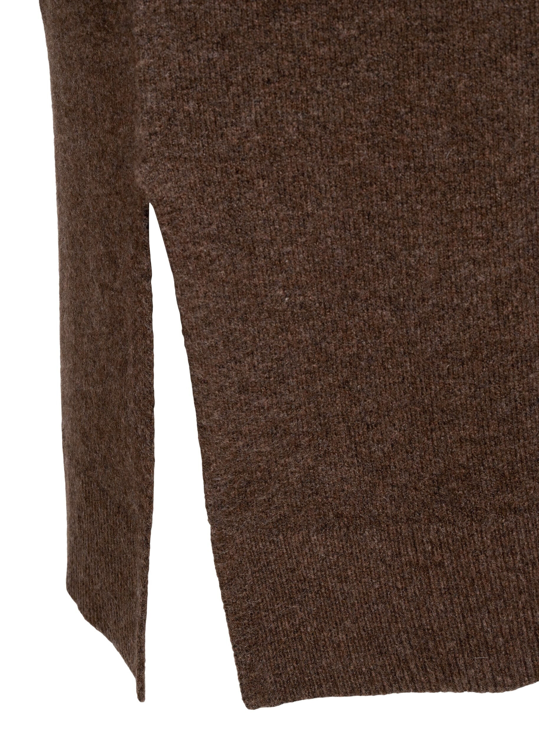 ZizziRobe en maille &agrave; manches longues et col en V, Marron, Packshot image number 3