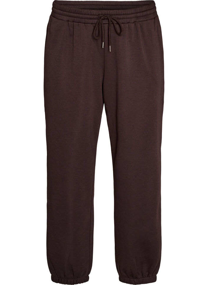 Pantalon de jogging taille haute avec cordon de serrage, Marron, Packshot image number 0
