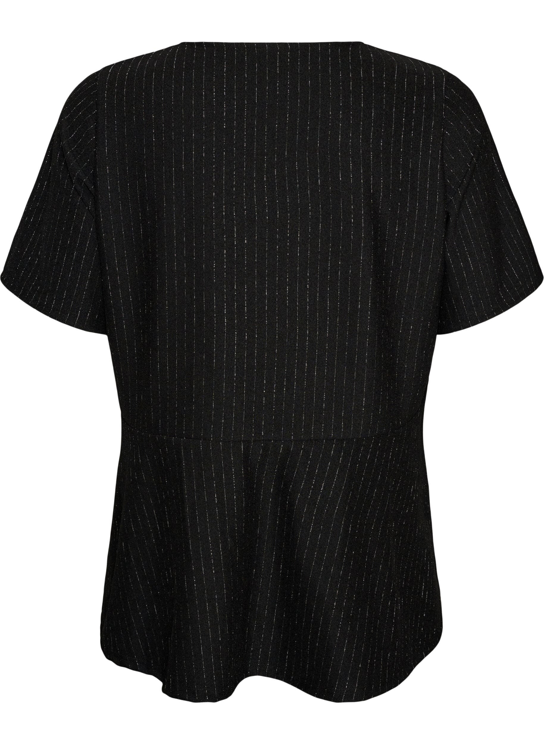 ZizziBlouse p&eacute;plum avec rayures paillet&eacute;es, Noir, Packshot image number 1