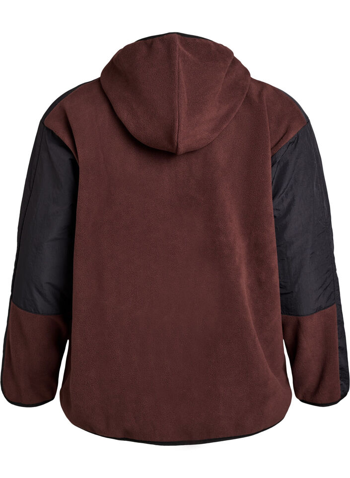 Veste polaire à capuche avec poches, Marron, Packshot image number 1