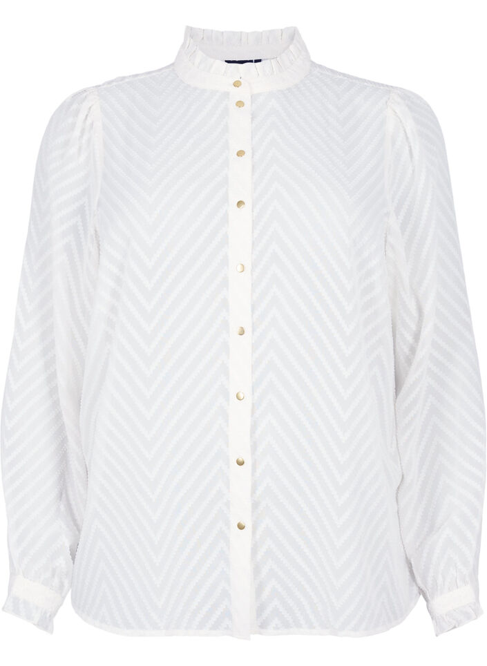 Chemisier à volants et texture à motifs, Snow White, Packshot image number 0