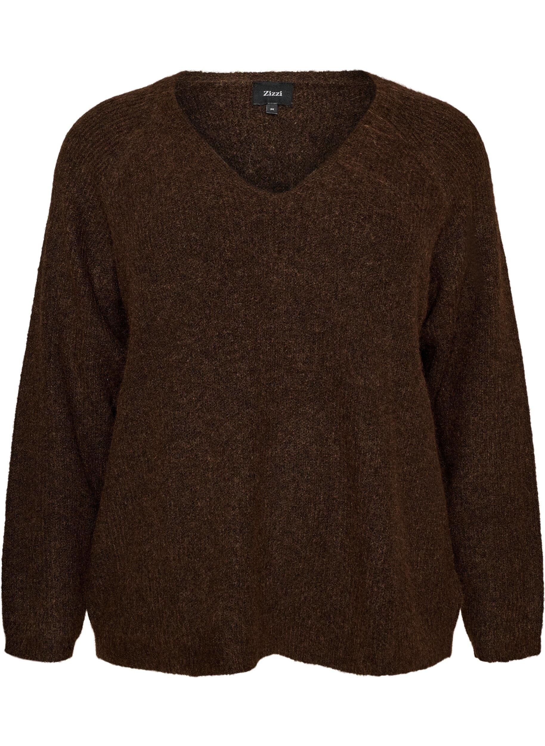 ZizziBlouse en maille avec col en V et manches raglan, Marron, Packshot image number 0