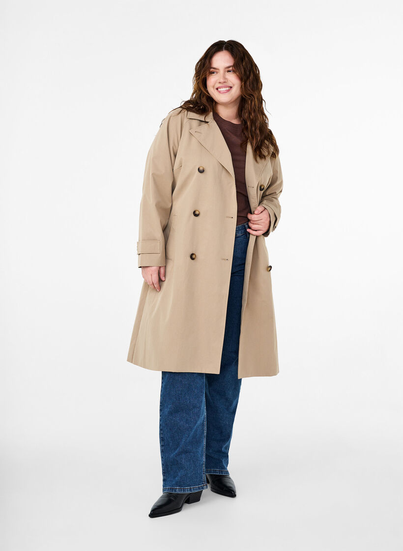 Trench coat long classique avec ceinture, Chinchilla, Model image number 3