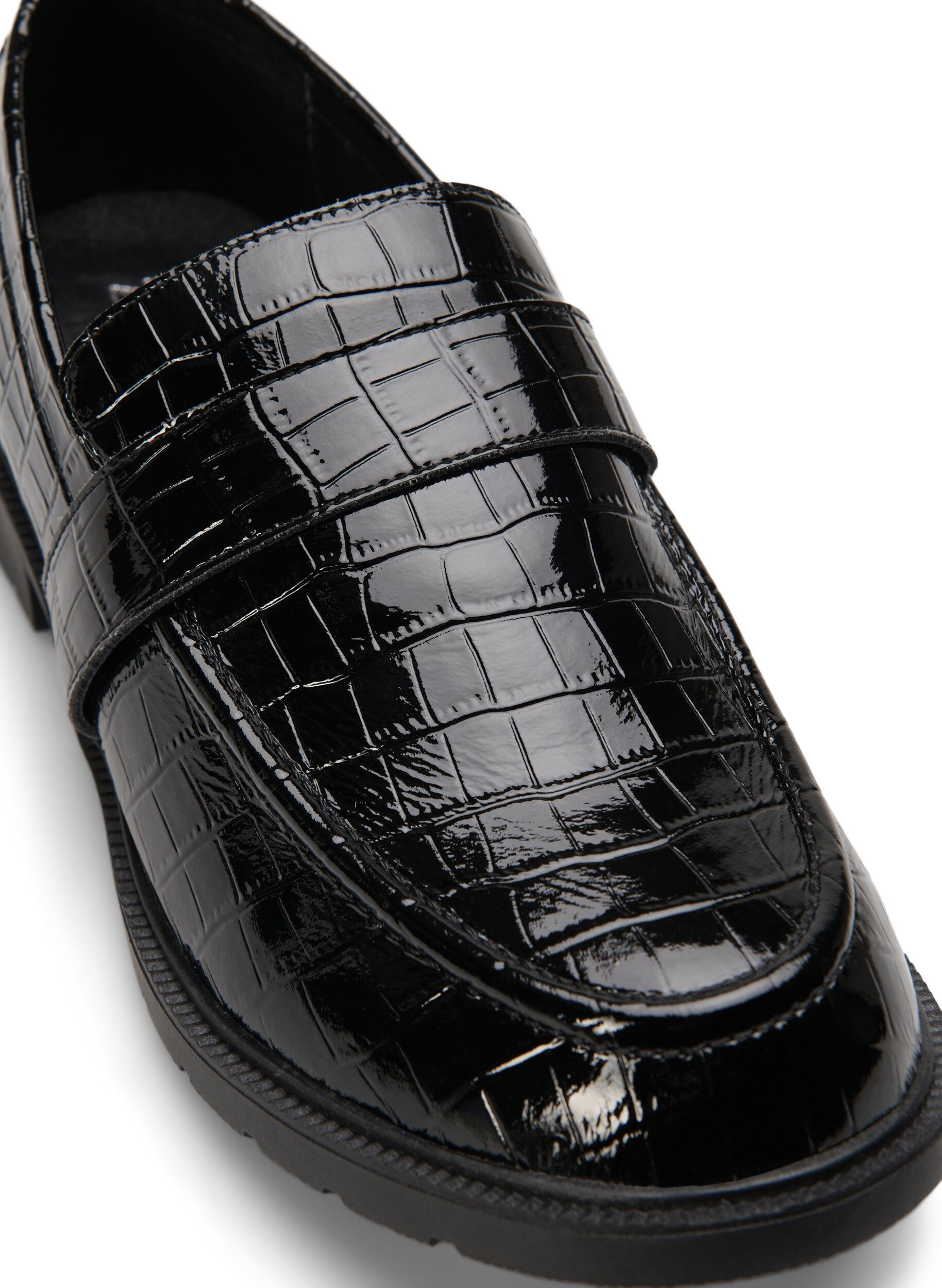 Zizzi Mocassins croco larges en cuir, Black, Packshot image number 3
