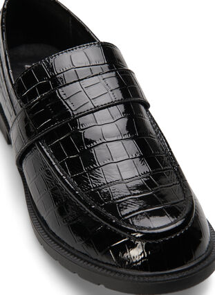 Mocassins croco larges en cuir, Black, Packshot image number 3