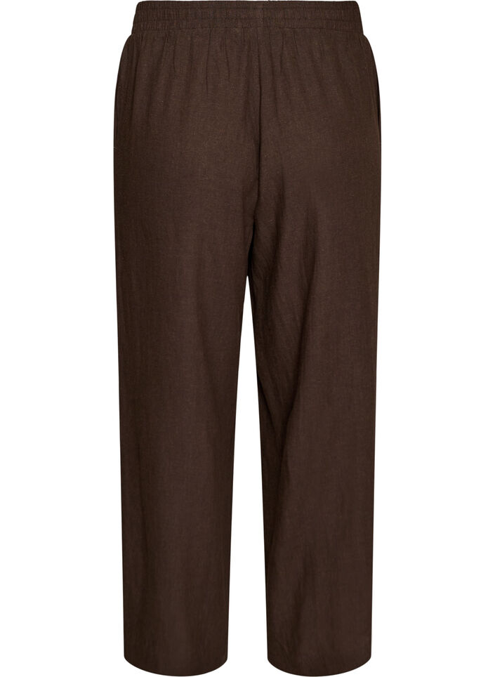 Pantalon large en lin et viscose, Marron, Packshot