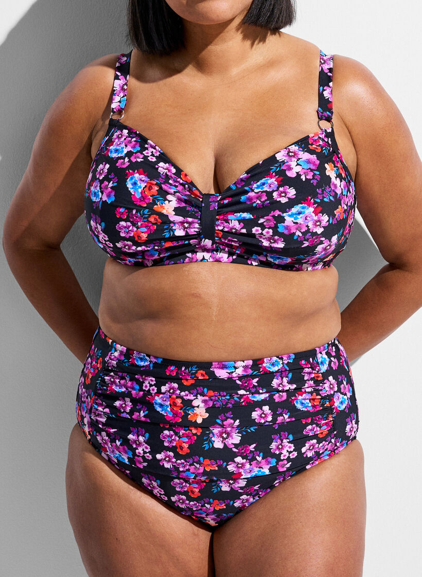 Haut de bikini avec armatures et imprim&eacute;, Violet, Model image number 3