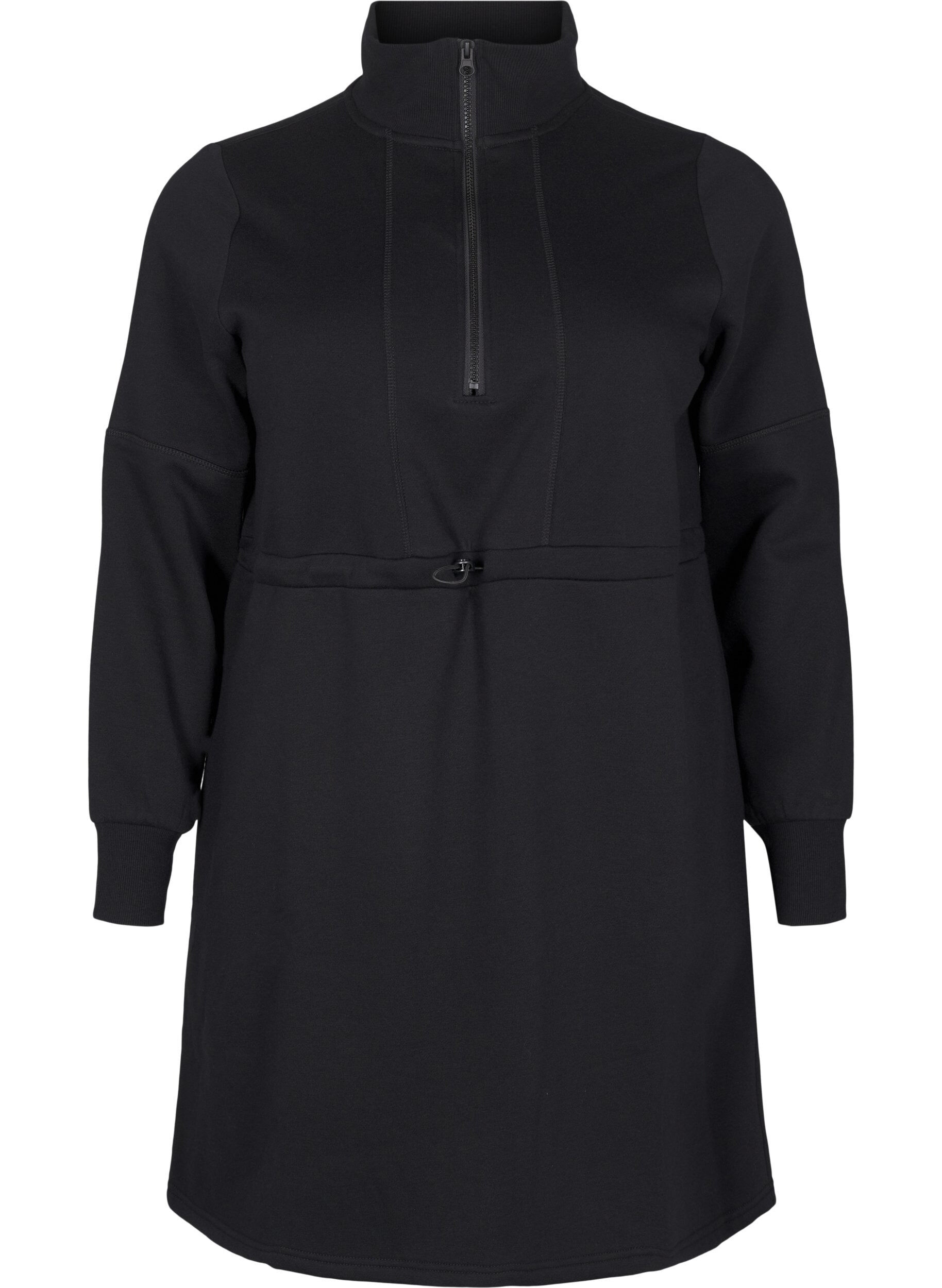 Zizzi Sweat-shirt court avec un col haut et une taille ajustable, Black, Packshot image number 0