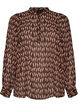 Blouse avec imprim&eacute; int&eacute;gral et patte de boutonnage courte, Marron, Packshot image number 0