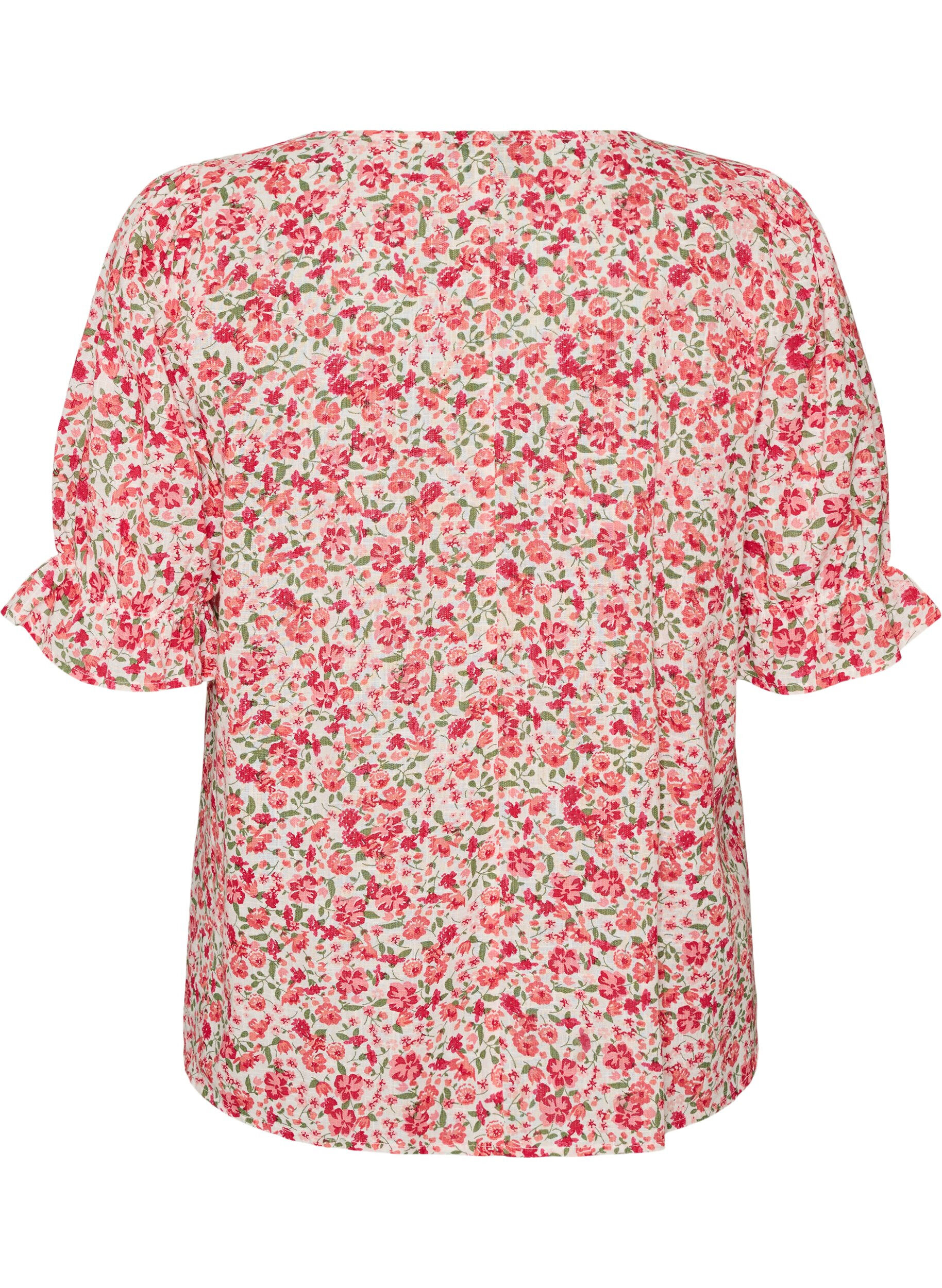 ZizziBlouse en coton avec encolure carr&eacute;e, Rouge, Packshot image number 1