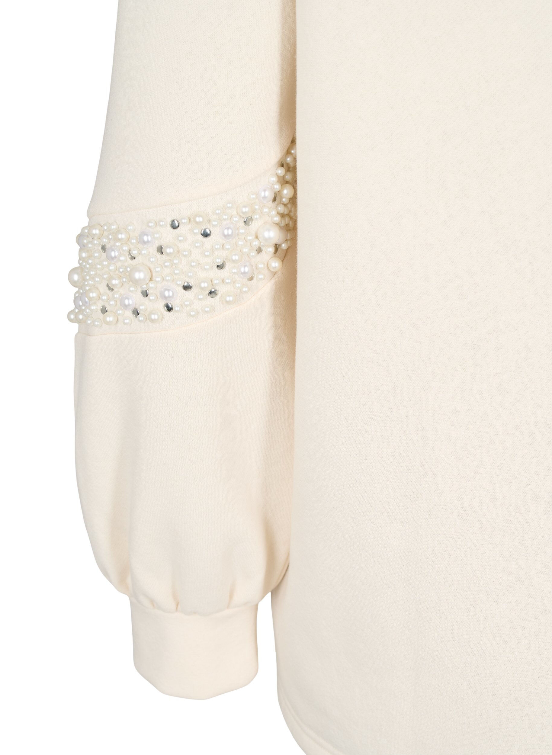 Zizzi Sweat-shirt avec d&eacute;tails en perles, Buttercream, Packshot image number 3