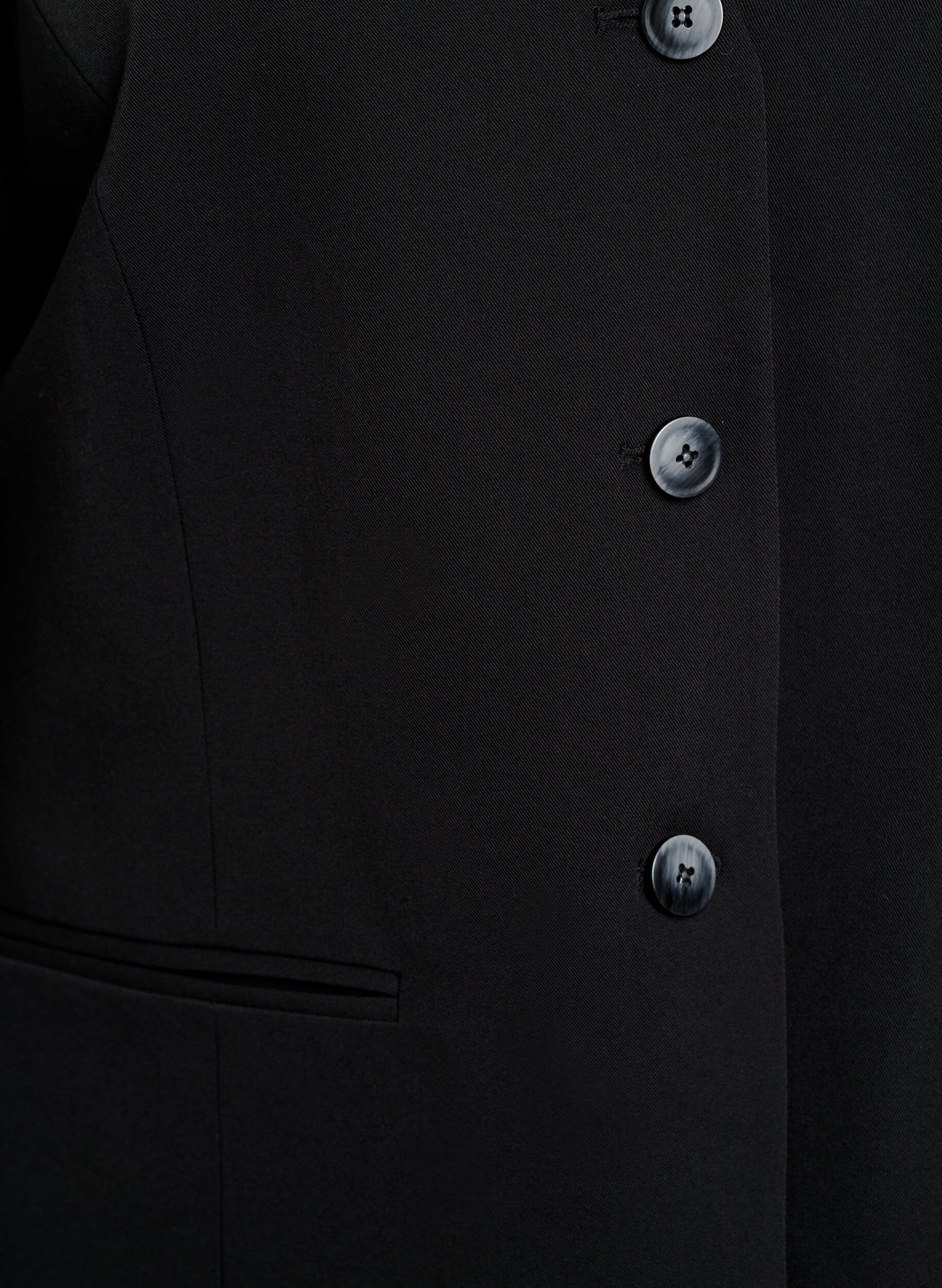 Zizzi Blazer avec col en V et fermeture boutonn&eacute;e, Noir, Packshot image number 2