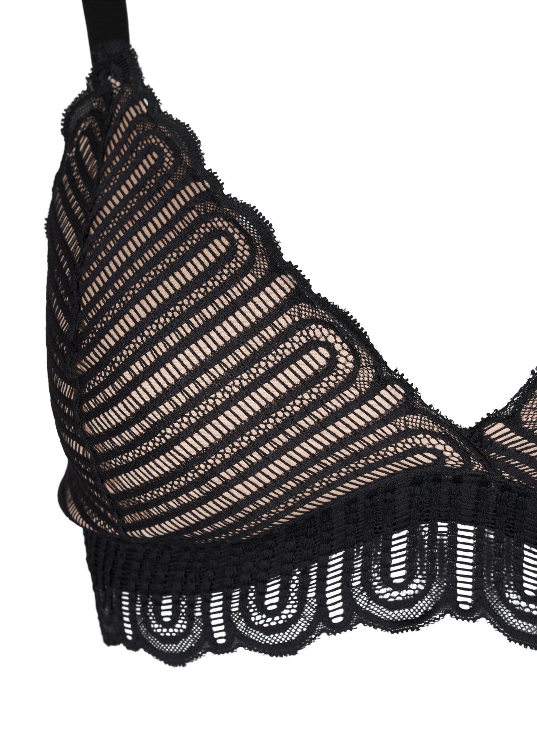 Zizzi Bralette avec dentelle et rembourrage doux, Noir, Packshot image number 3