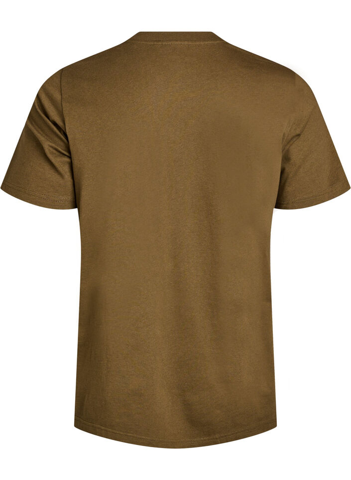T-shirt basique en coton &agrave; col rond, Vert fonc&eacute;, Packshot image number 1