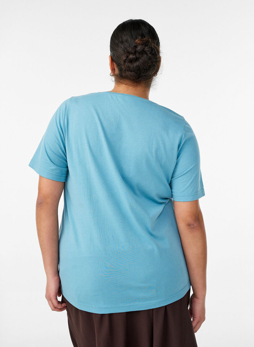 T-shirt imprim&eacute;, Bleu, Model image number 2