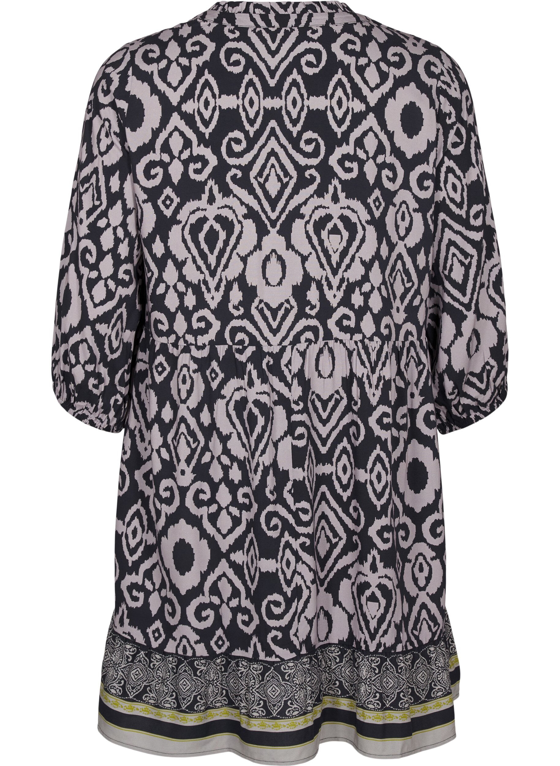 Zizzi Robe courte &eacute;vas&eacute;e et imprim&eacute;e, Black AOP, Packshot image number 1