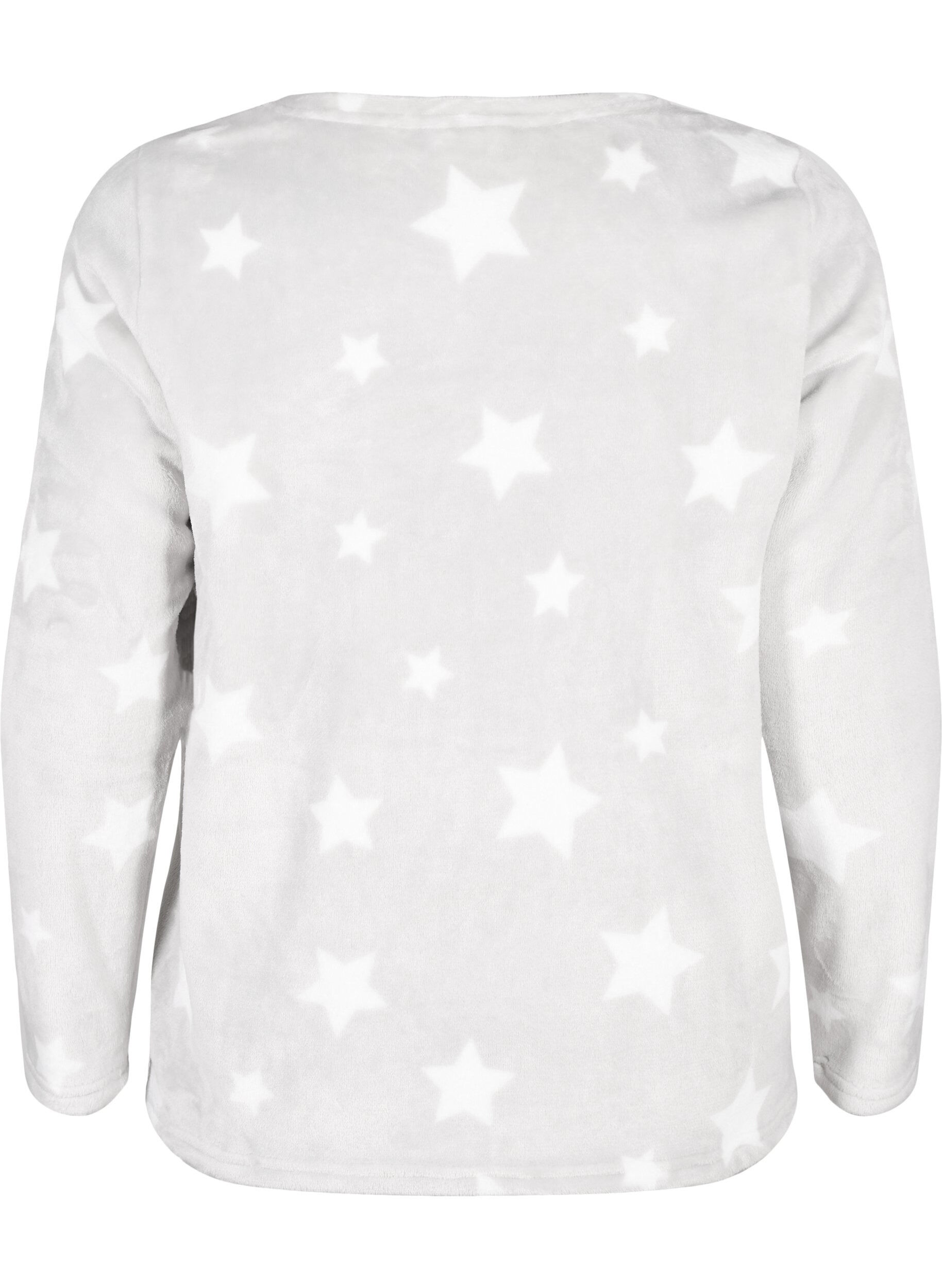 Zizzi Blouse &agrave; manches longues avec des &eacute;toiles, Grey Star, Packshot image number 1
