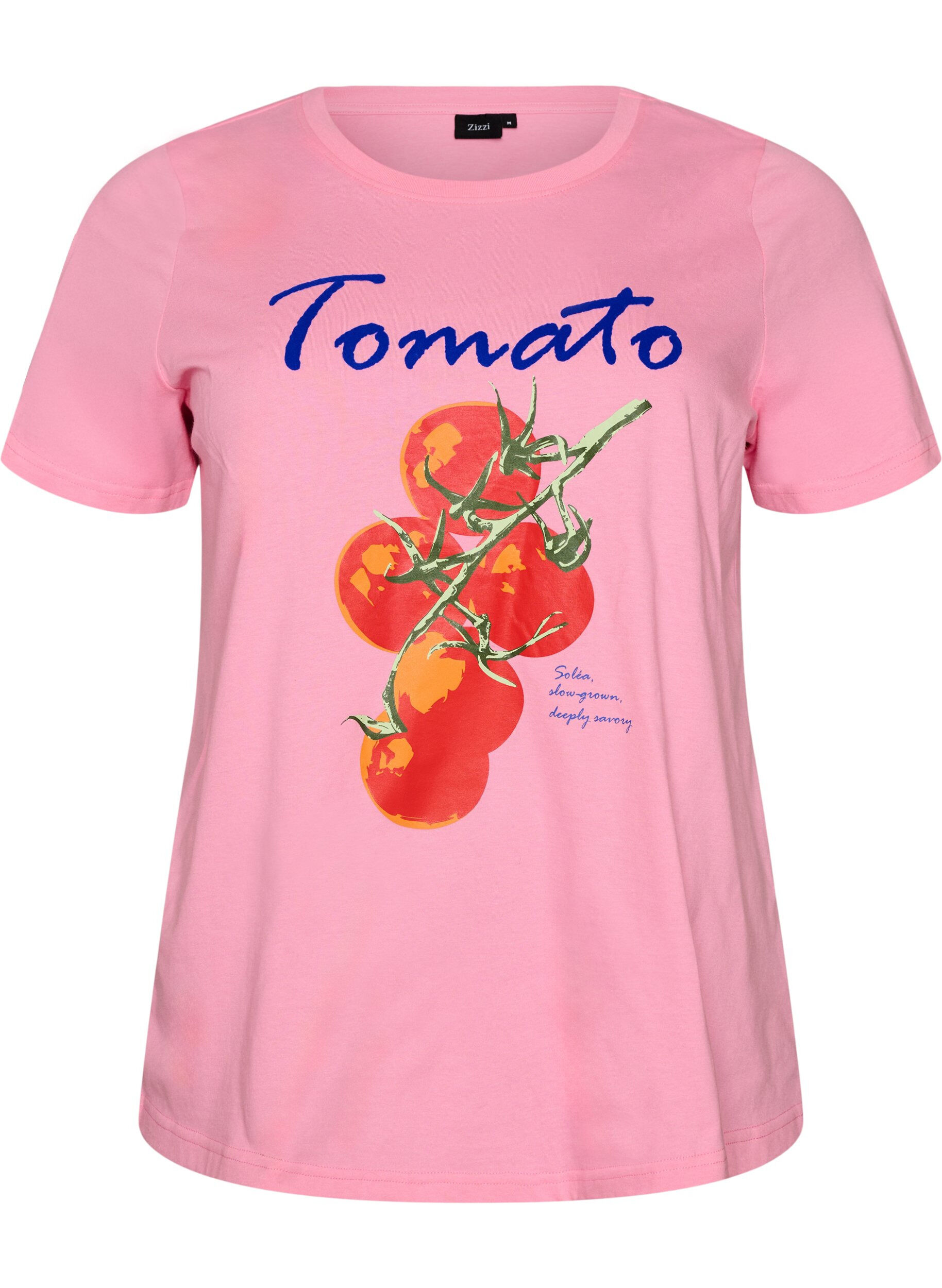 ZizziT-shirt en coton bio avec imprim&eacute; tomates, Rose, Packshot image number 0