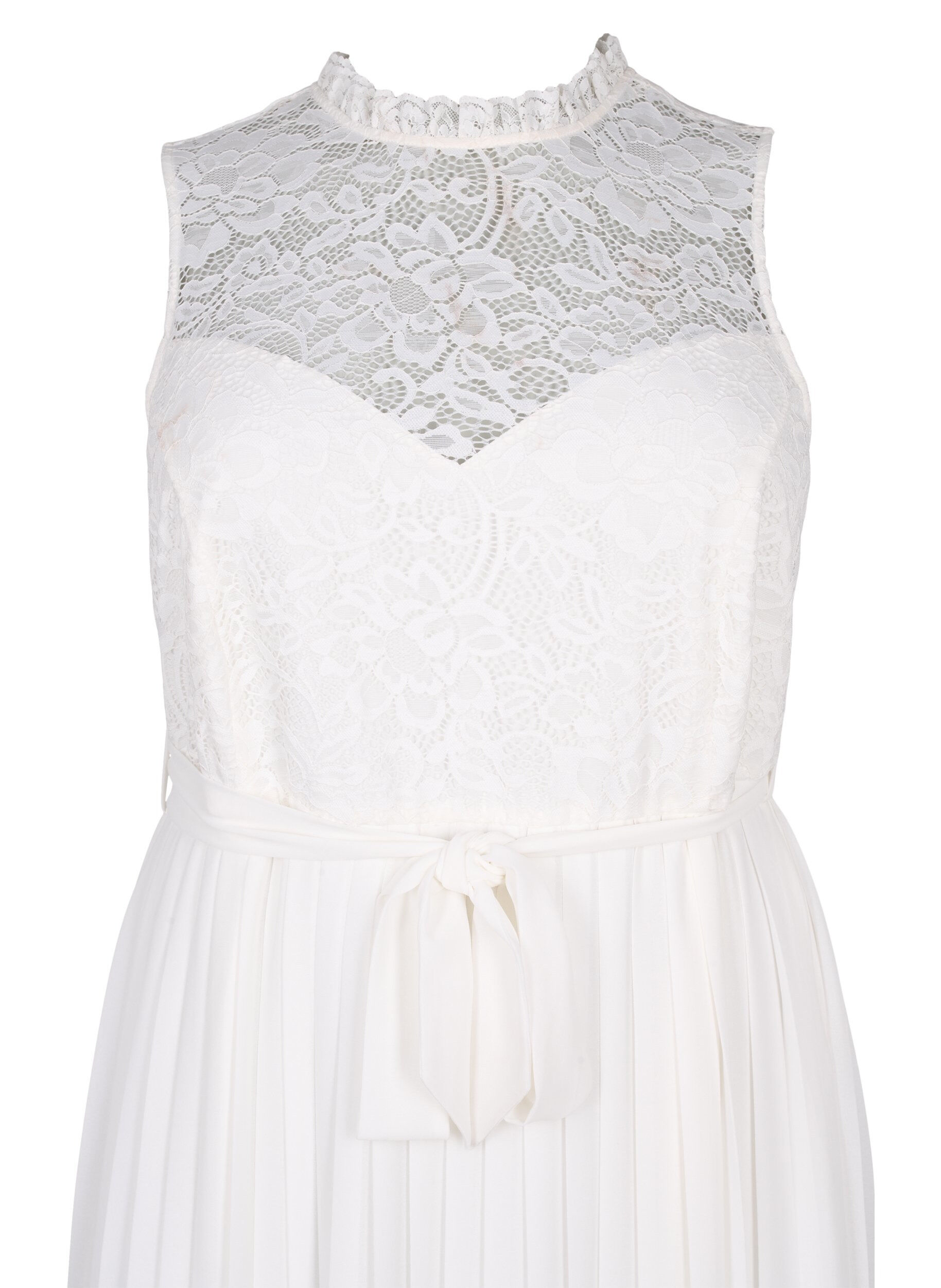 Zizzi Robe sans manches avec dentelle et plis, Bright White, Packshot image number 2