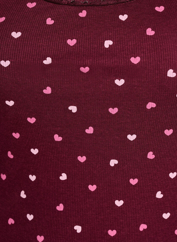 Top avec imprim&eacute; et bord en dentelle, Bordeaux, Packshot image number 2