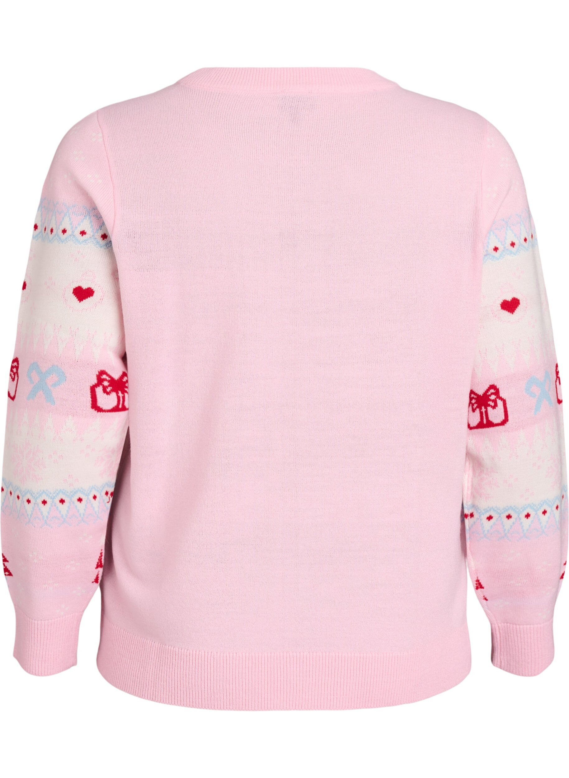 Zizzi Blouse en maille avec motif de No&euml;l, Rose, Packshot image number 1