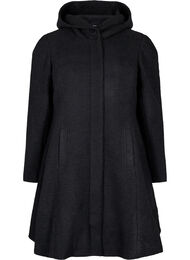 Manteau à capuche silhouette en A, Black, Packshot