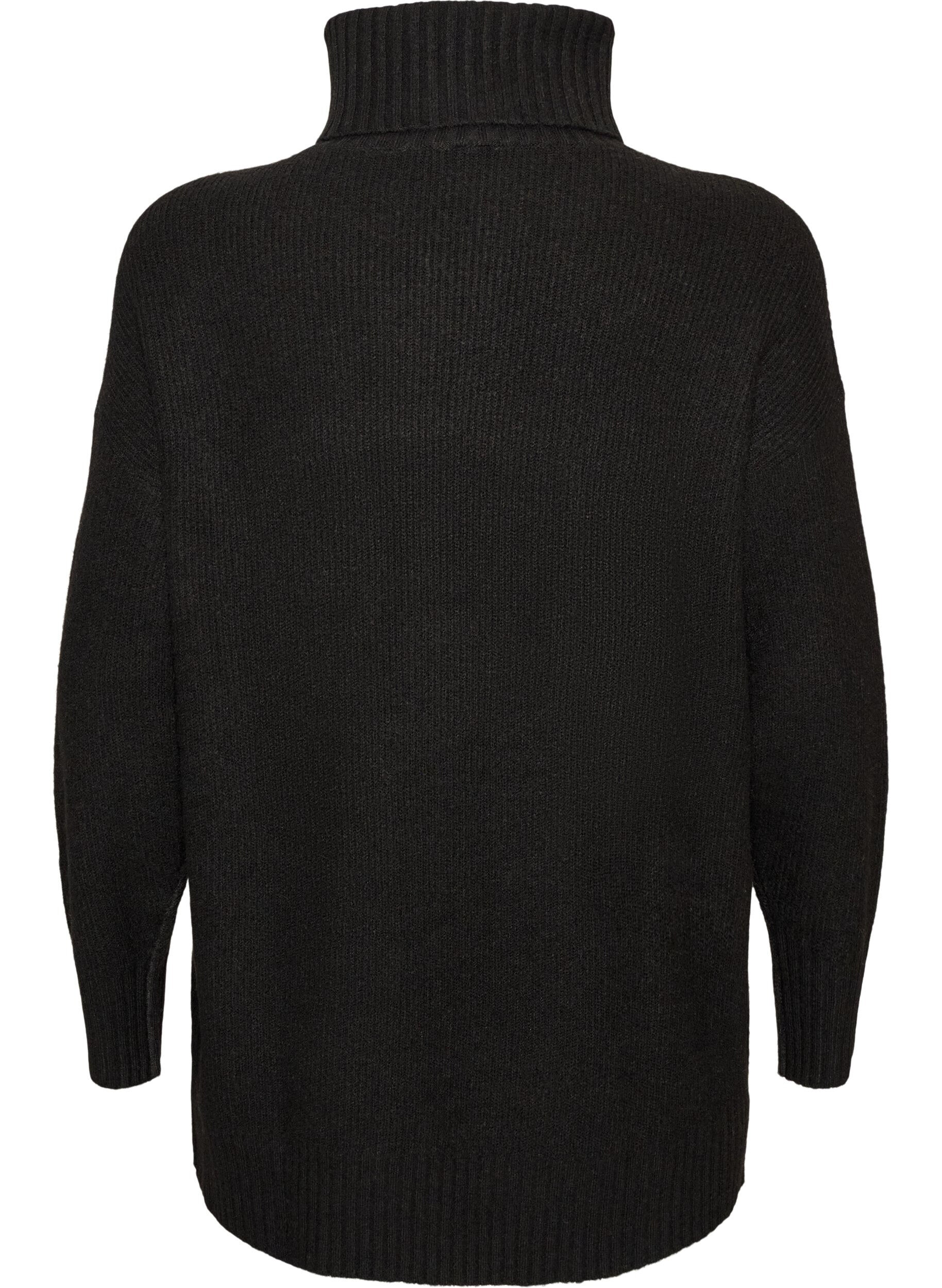ZizziPull en maille l&acirc;che avec col roul&eacute;, Noir, Packshot image number 1
