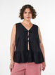 Blouse sans manches textur&eacute;e avec lien &agrave; nouer, Noir, Model image number 0