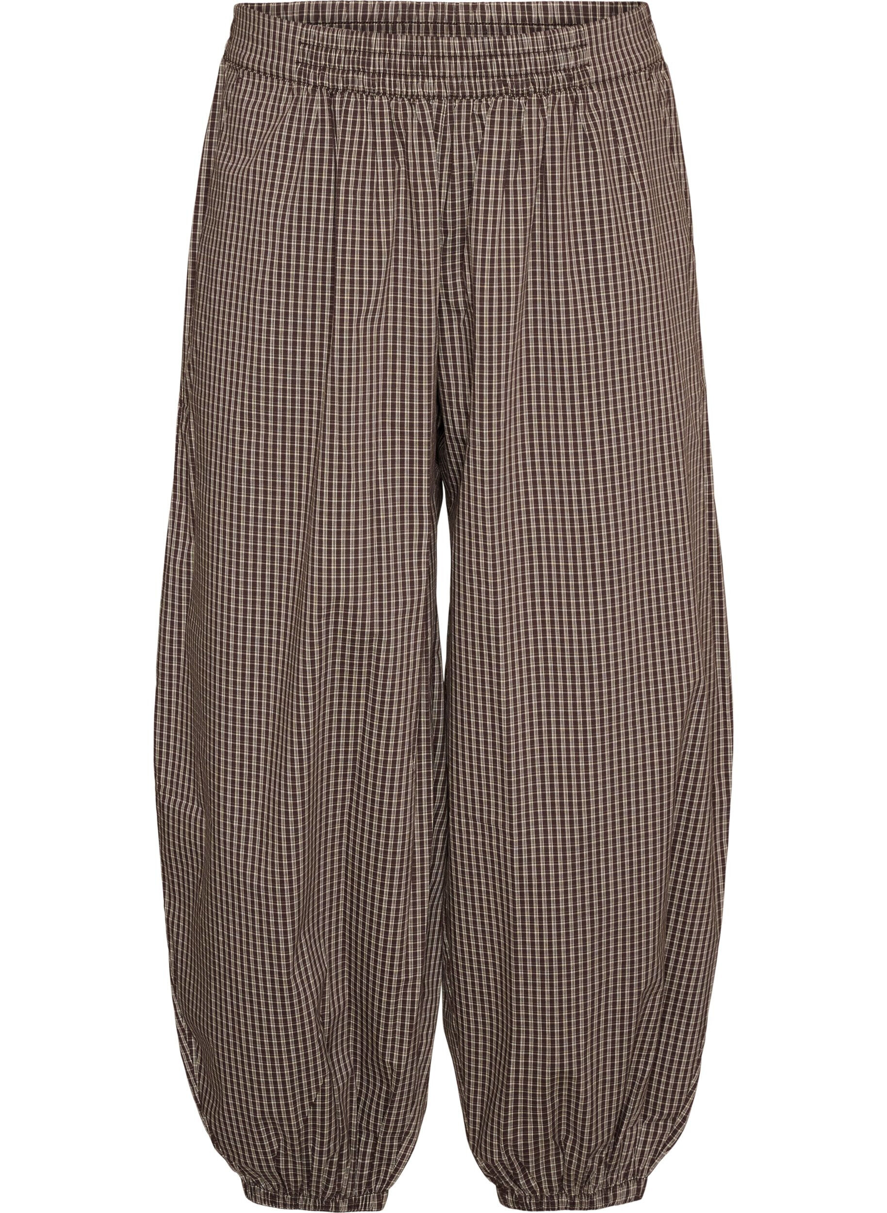 ZizziPantalon ballon &agrave; taille haute et imprim&eacute; int&eacute;gral, Marron, Packshot image number 0