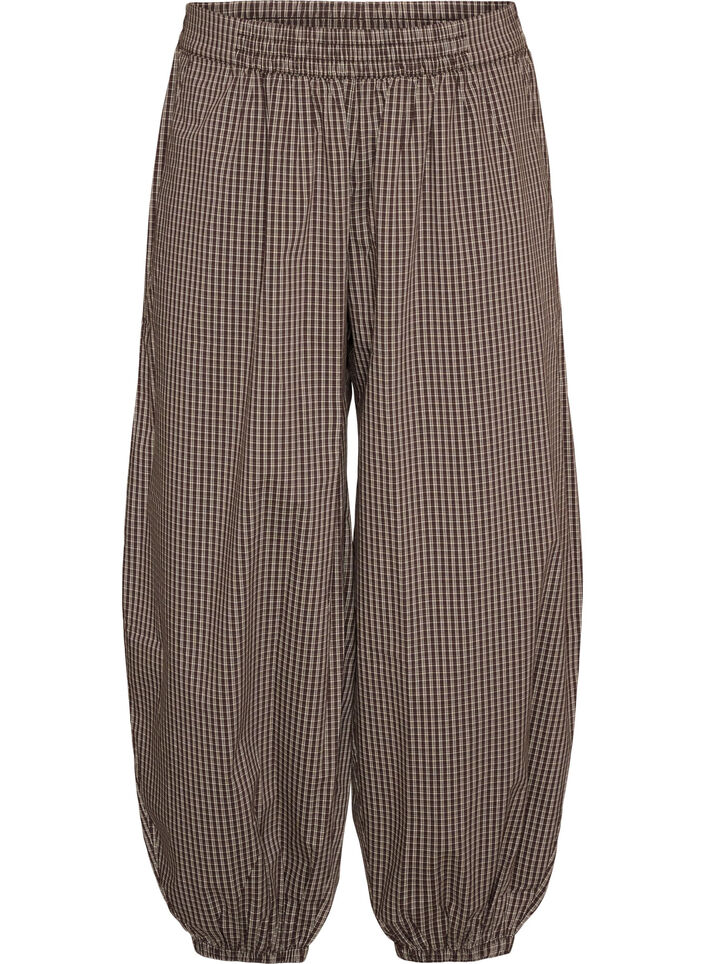 Pantalon ballon &agrave; taille haute et imprim&eacute; int&eacute;gral, Marron, Packshot image number 0