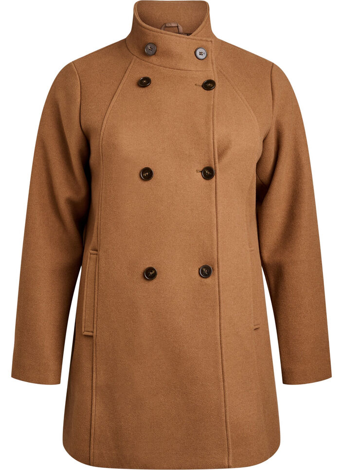 Manteau court &agrave; la coupe &eacute;vas&eacute;e, Marron, Packshot image number 0
