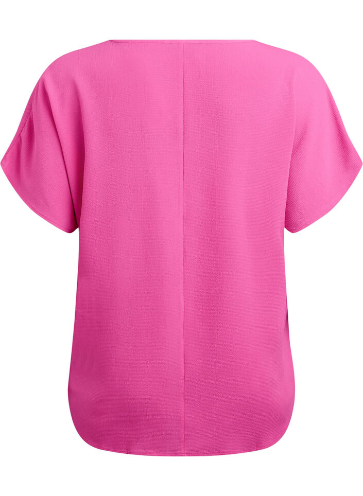 Blouse &agrave; manches courtes et encolure ronde, Rose, Packshot image number 1