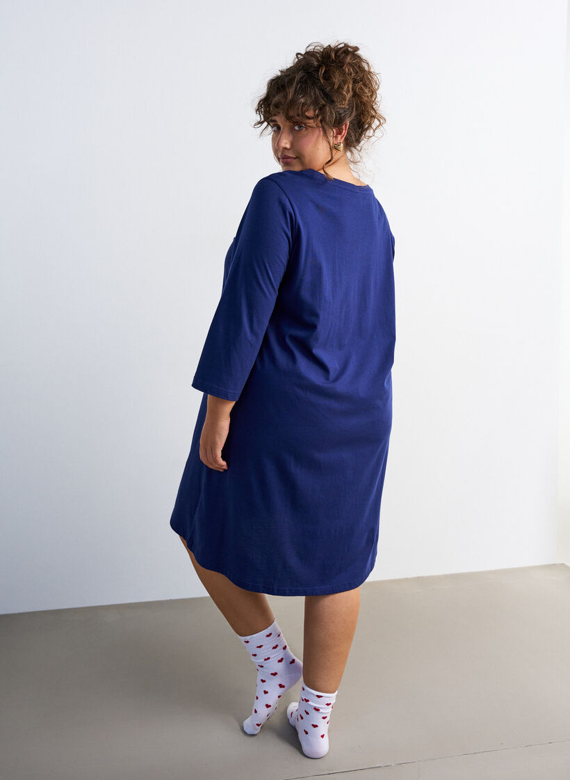 Chemise de nuit en coton bio &agrave; motif de No&euml;l, Bleu, Model image number 2