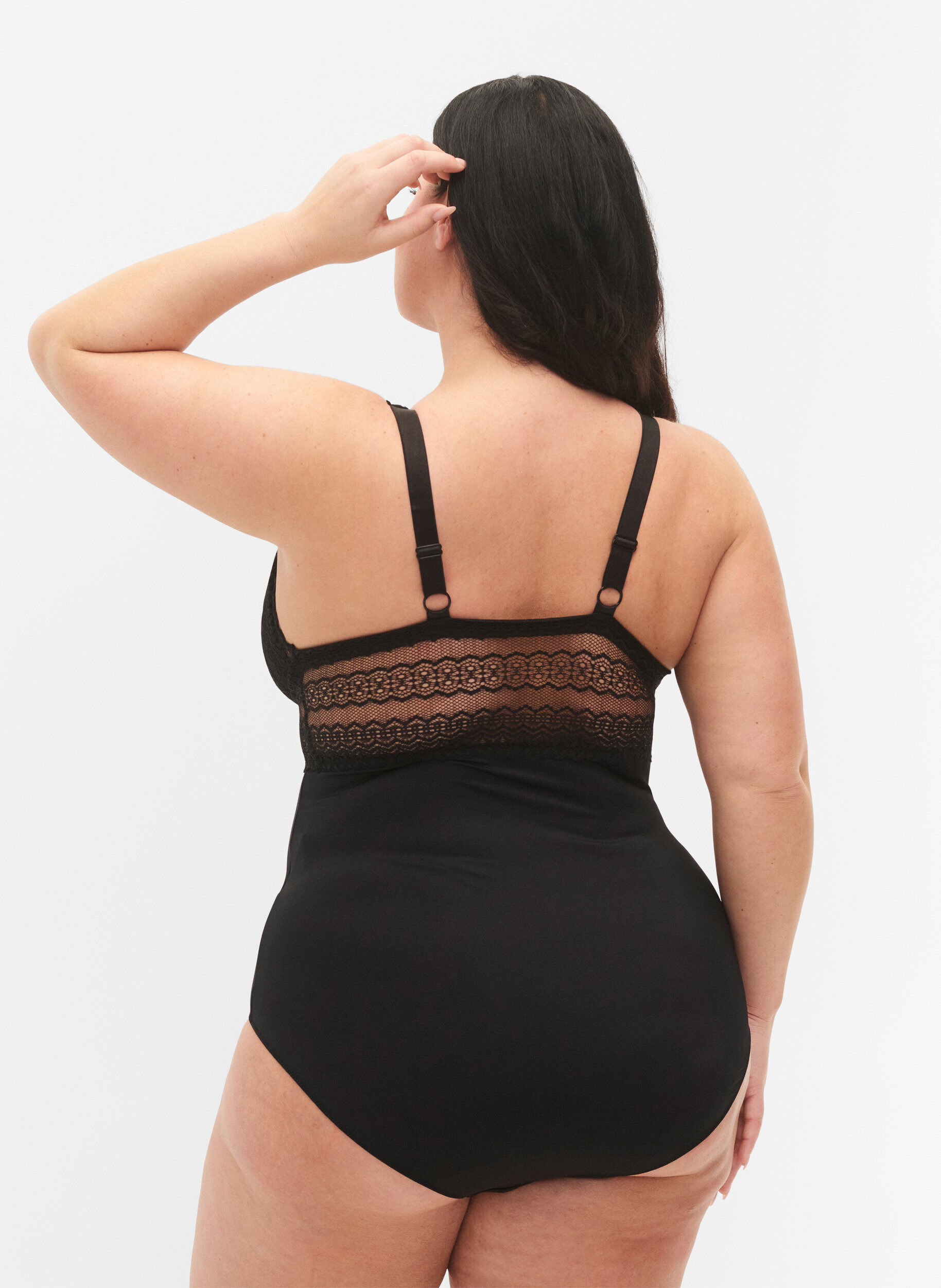 Zizzi Body avec dentelle et rembourrage doux, Black, Model image number 1